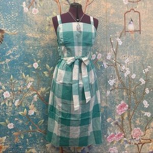 Ava & Viv, Plus Size Green Gingham Belted Midi Dress